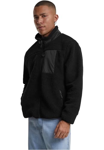 Urban Classics Teddy Jacket with Stand Up Collar Black, XL von Urban Classics