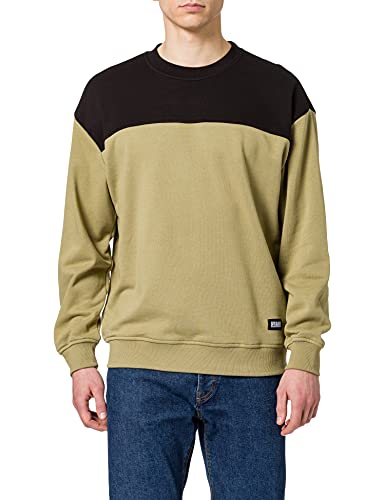 Urban Classics Herren Upper Block Crewneck Sweatshirt, Khaki/Black, M von Urban Classics