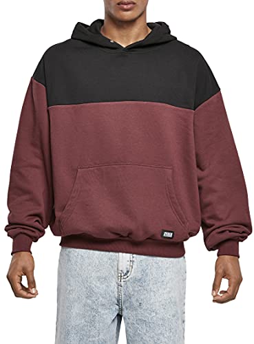 Urban Classics Herren Upper Block Hoody Kapuzenpullover, Cherry/blk, S von Urban Classics