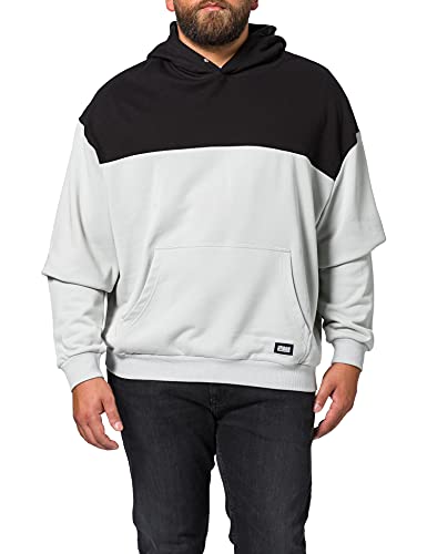 Urban Classics Herren Upper Block Hoody Kapuzenpullover, Lightasphalt/Schwarz, S von Urban Classics