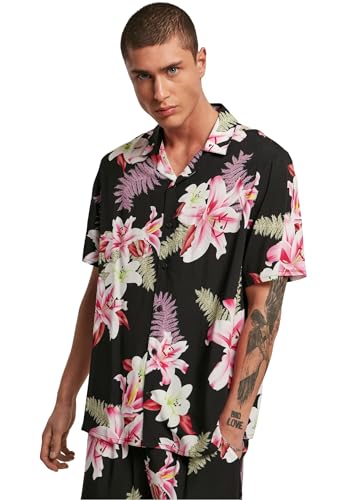 Urban Classics Herren Viscose AOP Resort Shirt T-Shirt, darkjungle, XS von Urban Classics