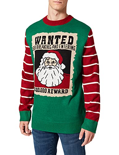 Urban Classics Herren TB4490-Wanted Christmas Sweater Sweatshirt, Grün, 3XL von Urban Classics