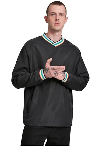 Urban Classics Herren Pullover Warm Up Pull Over, Blk/Multicolor, Größe: S von Urban Classics