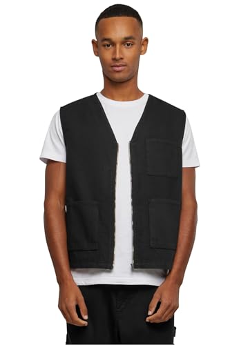 Urban Classics Herren Weste Organic Cotton Vest, Weste für Männer aus Bio-Baumwolle, Regular Fit, black, L von Urban Classics