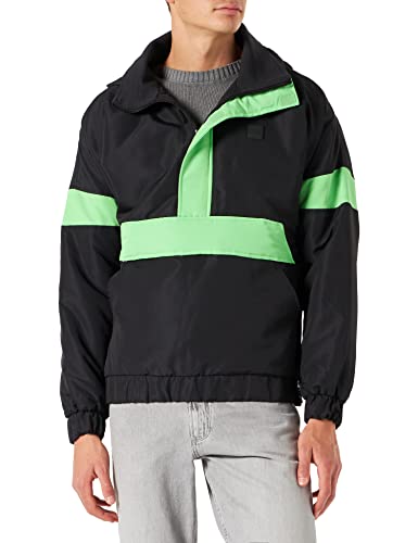 Urban Classics Herren Windbreaker 3-Tone Mix Pull Over Jacket Jacke, Mehrfarbig (Black/Neon Green 01191), Small (Herstellergröße: S) von Urban Classics