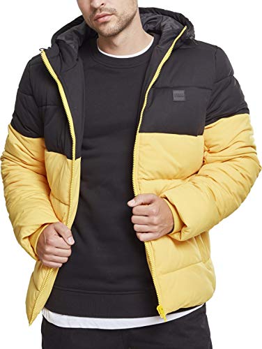 Urban Classics Herren Hooded 2-Tone Puffer Jacket, Yellow (chromeyellow/blk 01437), S von Urban Classics