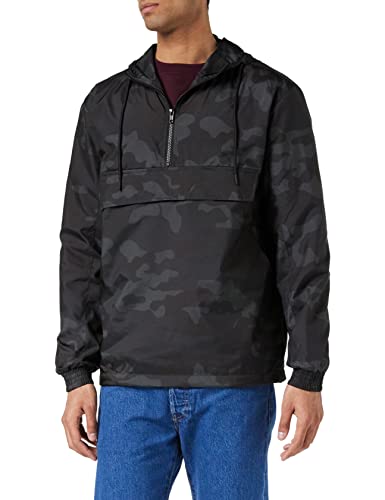 Urban Classics Herren Überziehjacke Camo Pull Over Windbreaker mit Reißverschluss, Brusttasche und Känguru-Tasche - Farbe darkcamo, Größe M von Urban Classics