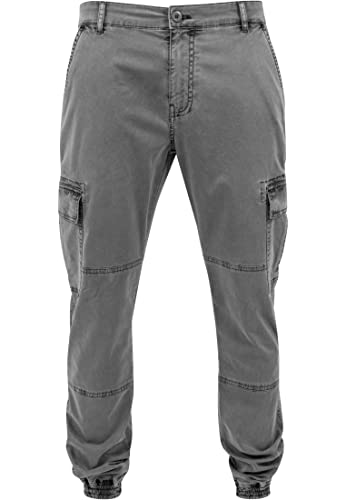 Urban Classics Herren und Jungen Cargohose Washed Cargo Twill Jogging Pants, Rangerhose mit aufgesetzten Seitentaschen, grey, Größe W30 von Urban Classics