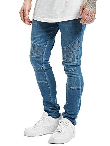 Urban Classics Herren Slim Fit Biker Jeans Jeanshose, Blau (blue washed 799), 34W / 32L von Urban Classics