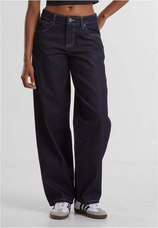 Urban Classics Jeans - Ladies Mid Waist 90´s Jeans - 29 bis 31 - für Damen - Größe 30 - dunkelblau von Urban Classics