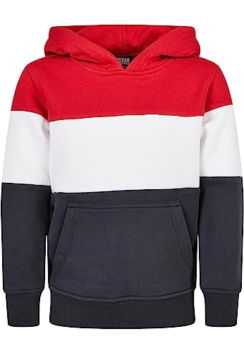 Urban Classics Jungen UCK1870-Boys 3-Tone Hoody Kapuzenpullover, fire red/White/Navy, 134/140 von Urban Classics