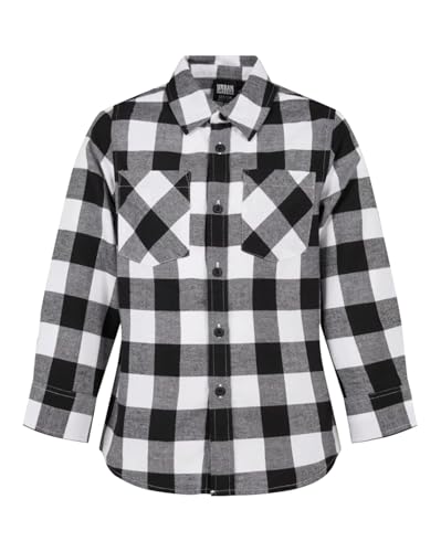 Urban Classics Jungen Boys Checked Flanell Shirt Hemd, black/white, 122-128 von Urban Classics