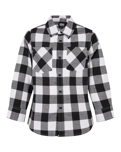 Urban Classics Jungen Boys Checked Flanell Shirt Hemd, black/white, 122-128 von Urban Classics