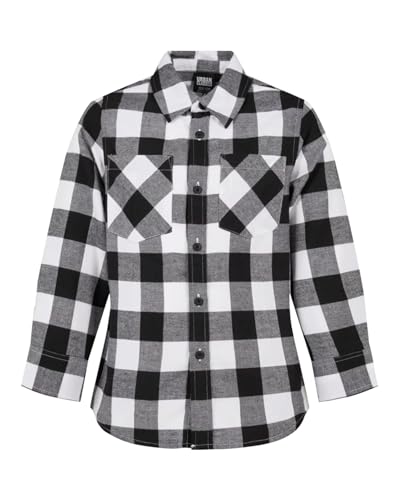 Urban Classics Jungen Boys Checked Flanell Shirt Hemd, black/white, 134-140 von Urban Classics