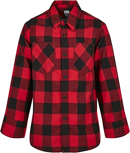 Urban Classics Jungen Boys Checked Flanell Shirt Hemd, black/red, 122-128 von Urban Classics