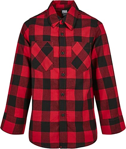 Urban Classics Jungen Boys Checked Flanell Shirt Hemd, black/red, 134-140 von Urban Classics