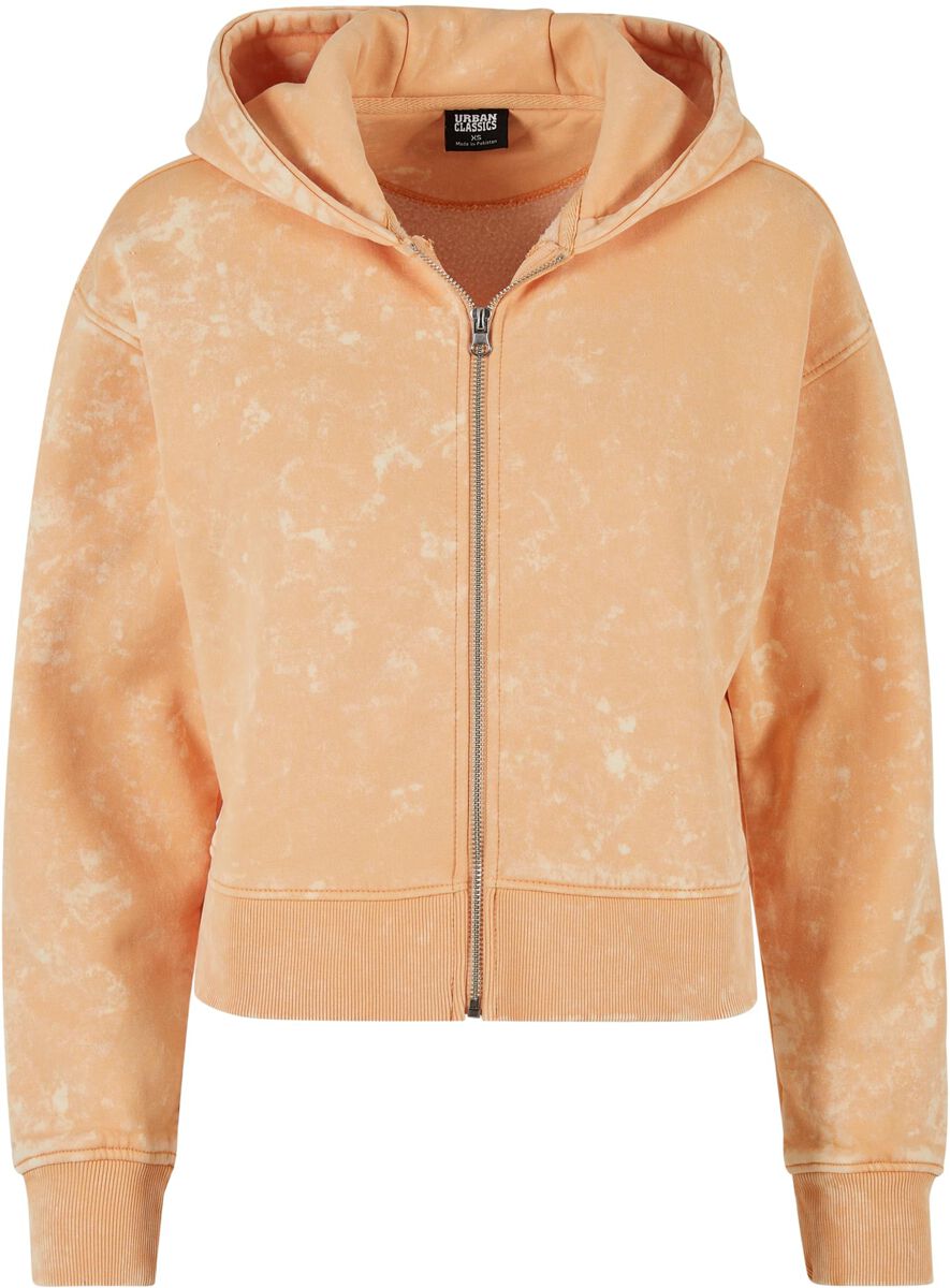 Urban Classics Kapuzenjacke - Ladies Short Oversized Towel Washed Zip Hoody - XS bis XL - für Damen - Größe L - orange von Urban Classics