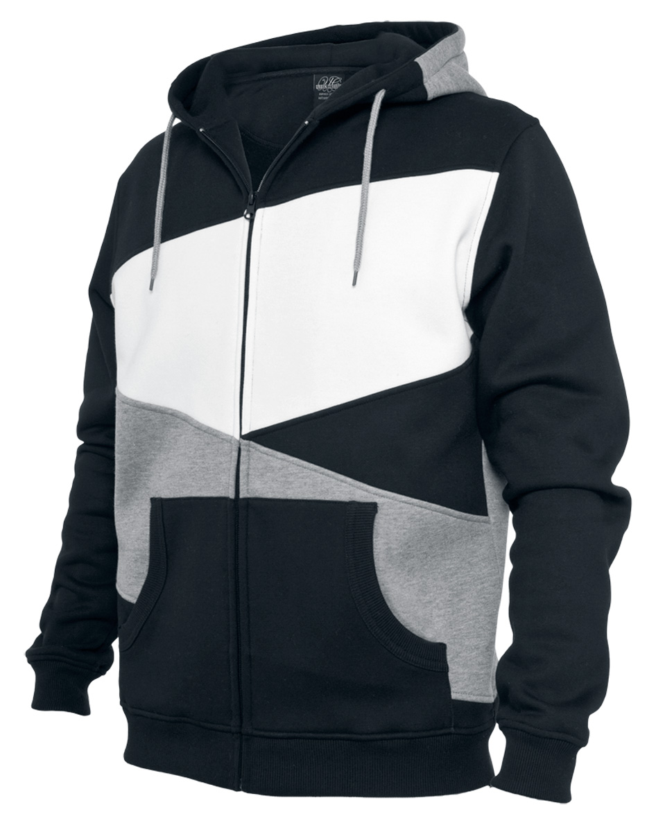 Urban Classics Kapuzenjacke - Zig Zag Zip Hoodie - S bis XXL - für Männer - Größe XL - schwarz/grau/weiß von Urban Classics