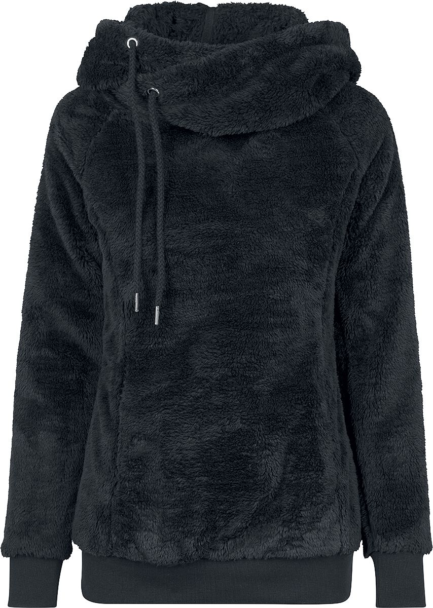 Urban Classics Kapuzenpullover - Ladies Long Teddy Hoodie - XL - für Damen - Größe XL - schwarz von Urban Classics