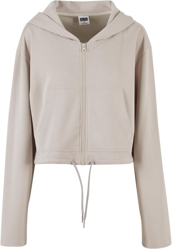Urban Classics Kapuzenpullover - Ladies Soft Touch Zip Hoodie - XS bis XL - für Damen - Größe M - grau von Urban Classics