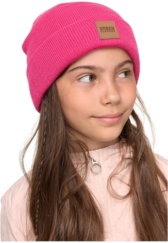 Urban Classics Kinder Mütze Logopatch Beanie Kids 2-Pack pink/Heatherwhite 146/152 von Urban Classics