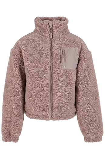 Urban Classics Kinder Winterjacke Girls Sherpa Mix Jacket, Mädchen Sherpa Fleecejacke mit durchgehendem Reißverschluss, Größen 110/116-158/164 von Urban Classics