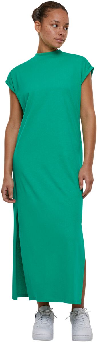 Urban Classics Kleid lang - Ladies Long Extended Shoulder Dress - XS bis 3XL - für Damen - Größe L - grün von Urban Classics