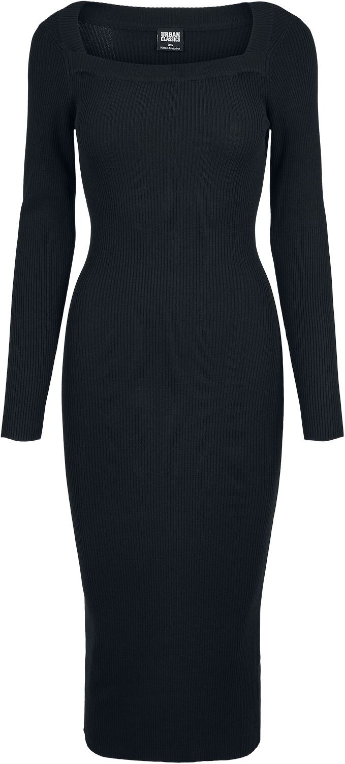 Urban Classics Kleid lang - Ladies Long Knit Dress - XS bis M - für Damen - Größe S - schwarz von Urban Classics