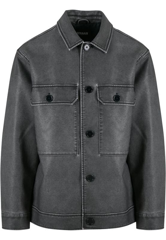 Urban Classics Kunstlederjacke - Synthetic Vintage Leather Shirt Jacket - S bis XXL - für Männer - Größe M - schwarz von Urban Classics