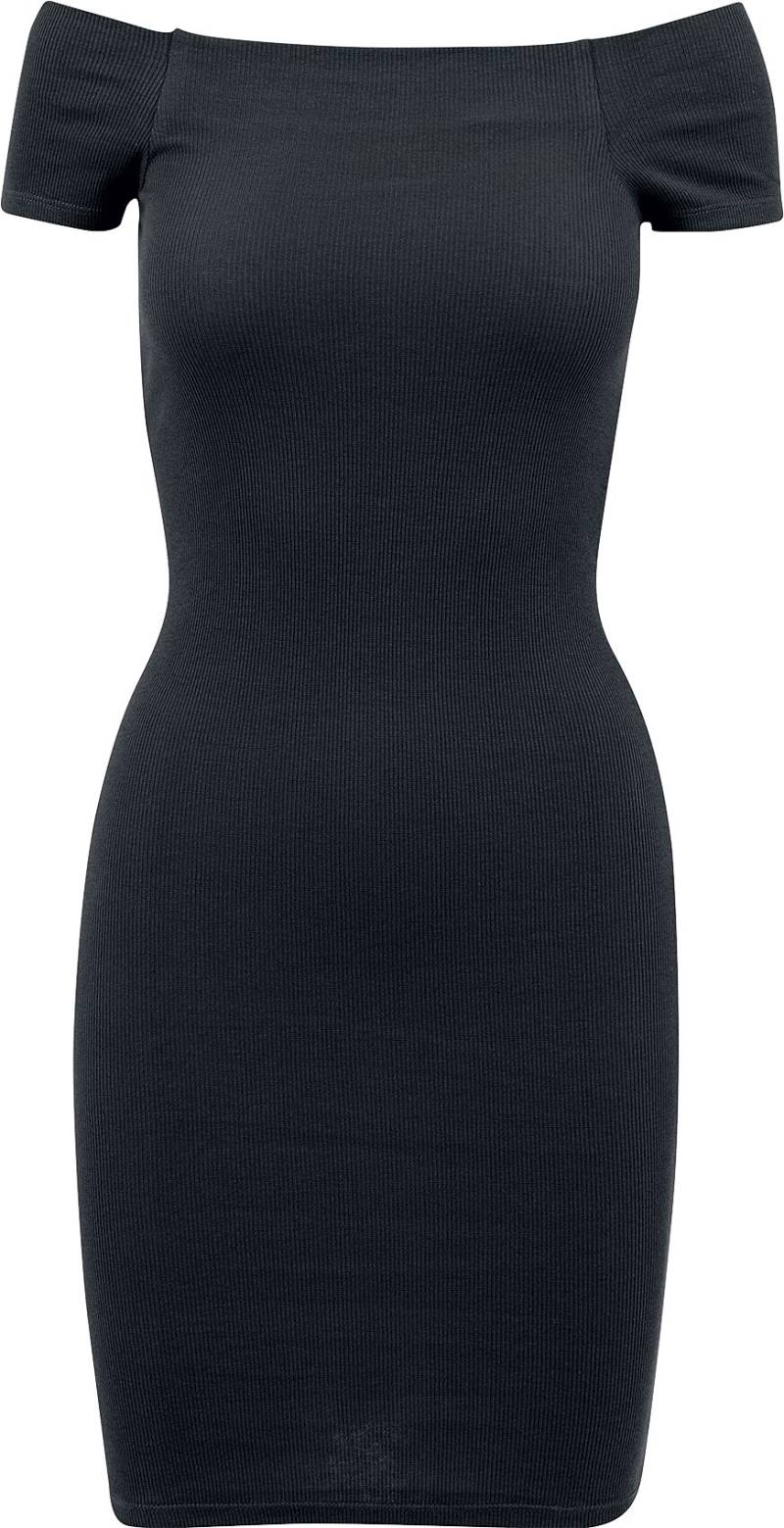 Urban Classics Kurzes Kleid - Ladies Off Shoulder Rib Dress - XS bis XL - für Damen - Größe L - schwarz von Urban Classics