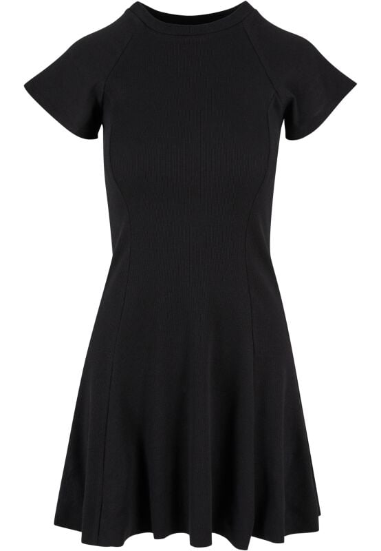 Urban Classics Kurzes Kleid - Ladies Skater Rib Dress - XS bis 4XL - für Damen - Größe S - schwarz von Urban Classics