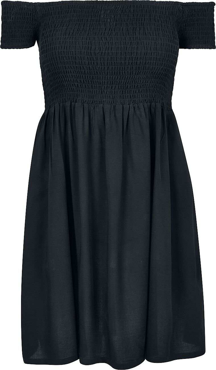 Urban Classics Kurzes Kleid - Ladies Smoked Off Shoulder Dress - XS bis XL - für Damen - Größe S - schwarz von Urban Classics