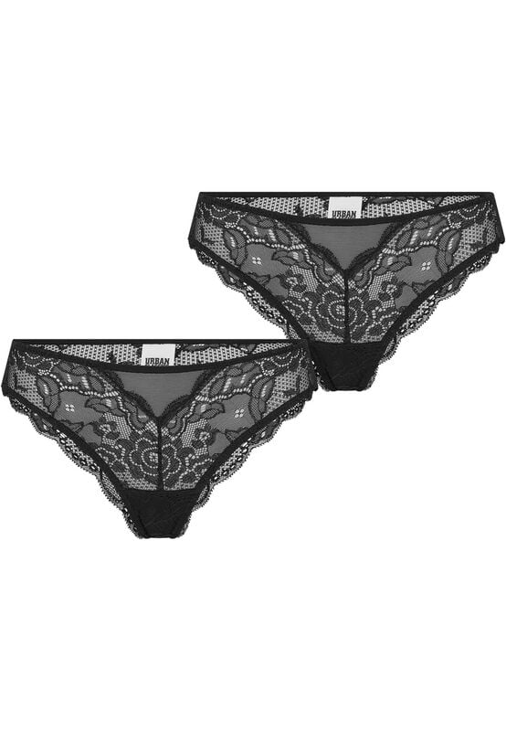Urban Classics Ladies Allover Lace Brazilian 2-Pack Wäsche-Set schwarz in L von Urban Classics