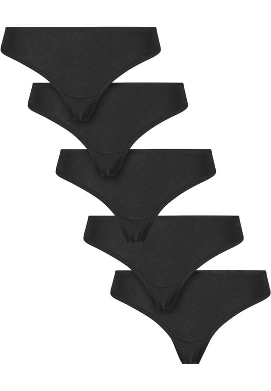 Urban Classics Ladies Basic Cotton Tanga 5-Pack Wäsche-Set schwarz in S von Urban Classics