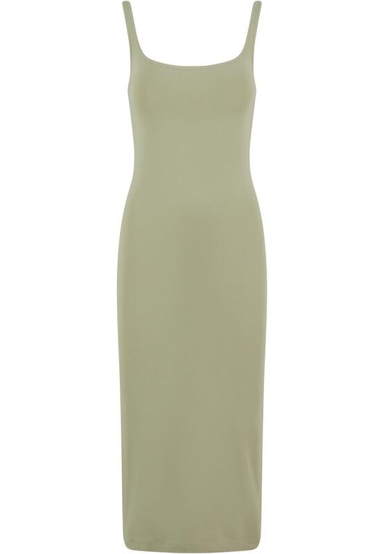 Urban Classics Ladies Basic Long Cotton Jersey Dress Mittellanges Kleid grün in S von Urban Classics