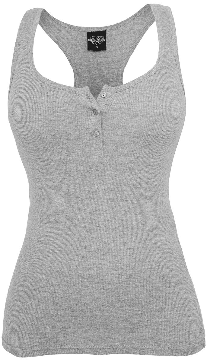 Urban Classics Ladies Button Tanktop Top grau in XS von Urban Classics