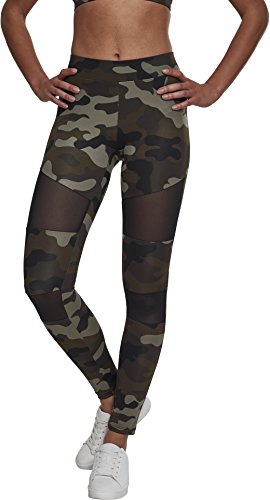 Urban Classics Damen Ladies Camo Tech Mesh Leggings, woodcamo/blk, 4XL von Urban Classics