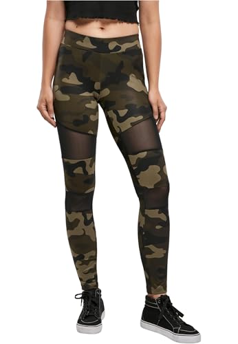 Urban Classics Damen Ladies Tech Mesh Leggings, woodcamo/blk, 4XL von Urban Classics