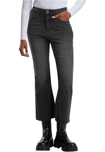 Urban Classics Ladies Cropped Flared Denim Pants Black Washed, 31 von Urban Classics
