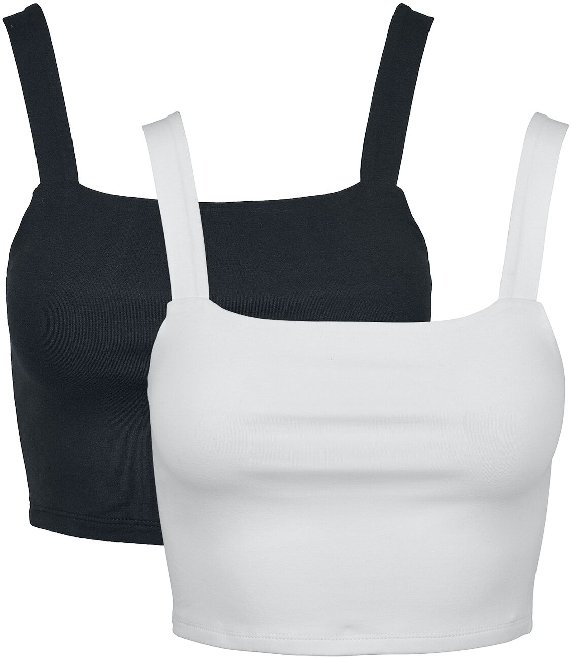 Urban Classics Ladies Cropped Top Double Pack Top schwarz weiß in L von Urban Classics