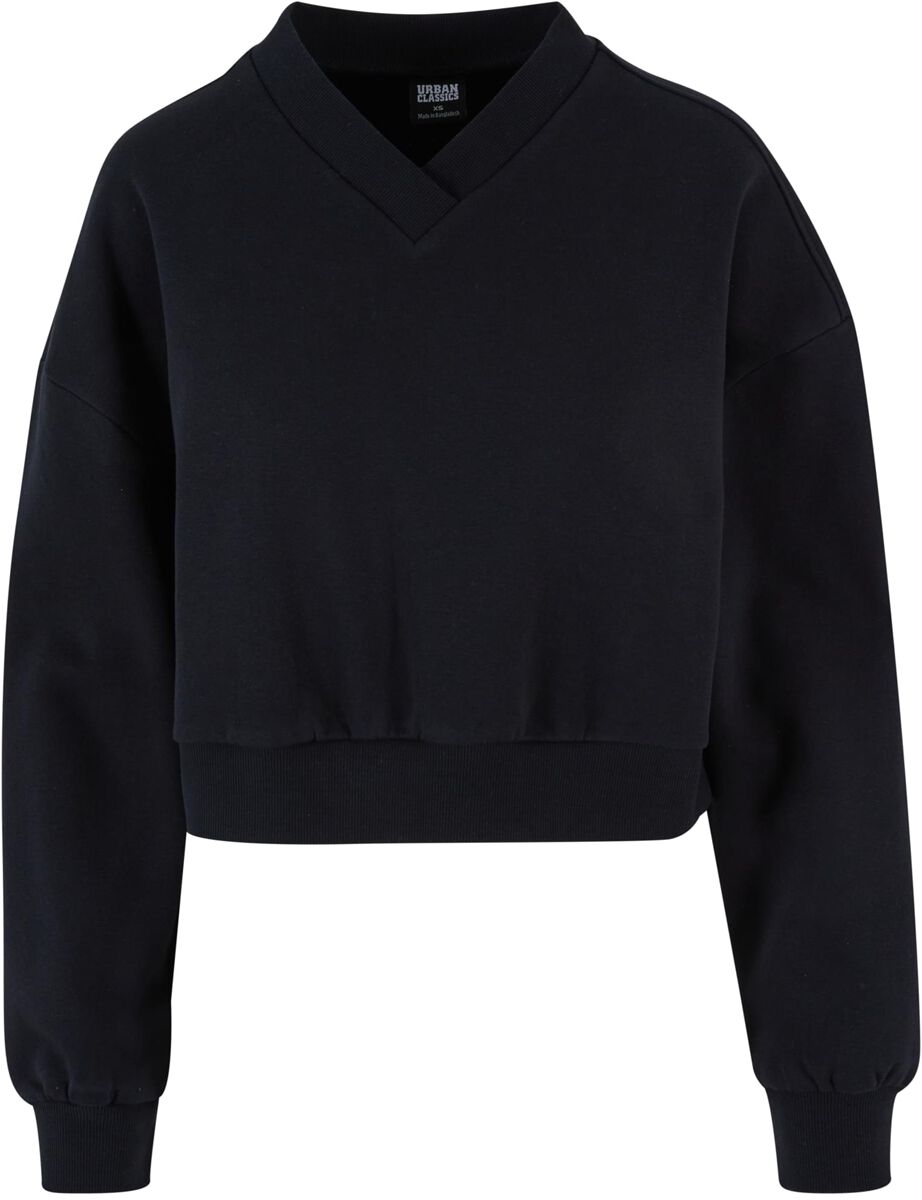 Urban Classics Ladies Cropped V-Neck Sweatshirt schwarz in M von Urban Classics