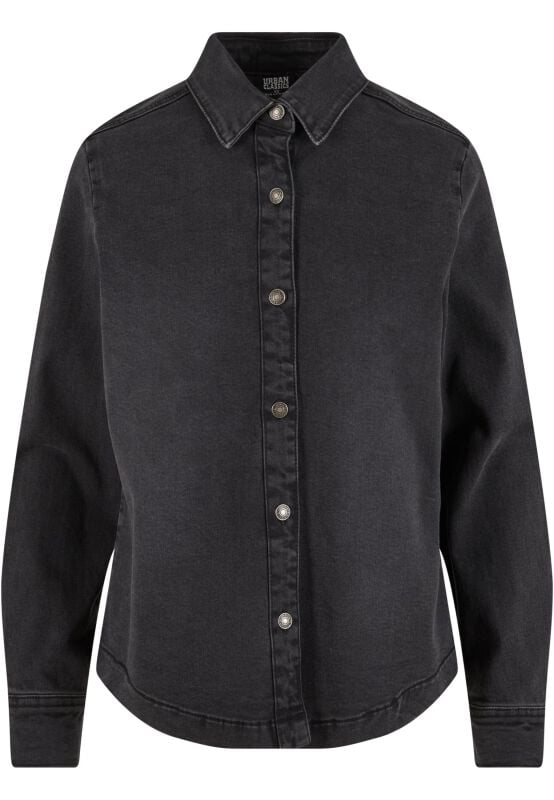 Urban Classics Ladies Denim Shirt Langarmhemd schwarz in XL von Urban Classics