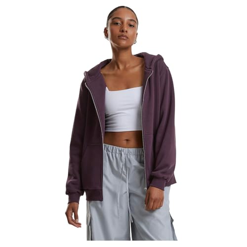 Urban Classics Ladies Fluffy Zip Cardigan plumpurple, XS von Urban Classics