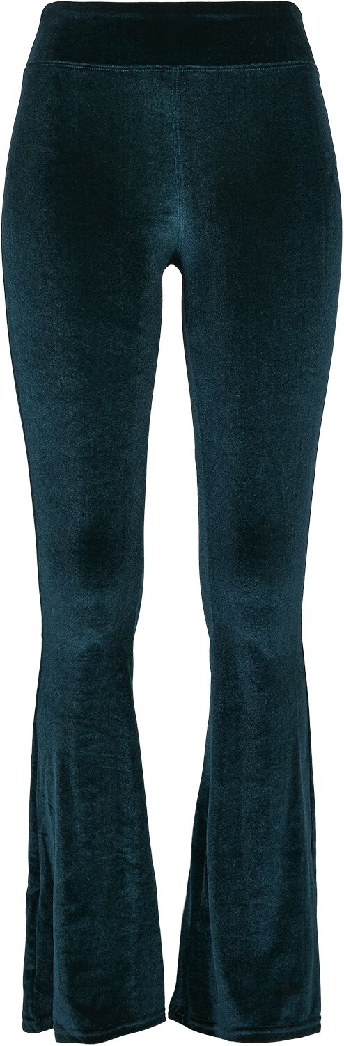 Urban Classics Ladies High Waist Velvet Boot Cut Leggings Leggings petrol in M von Urban Classics