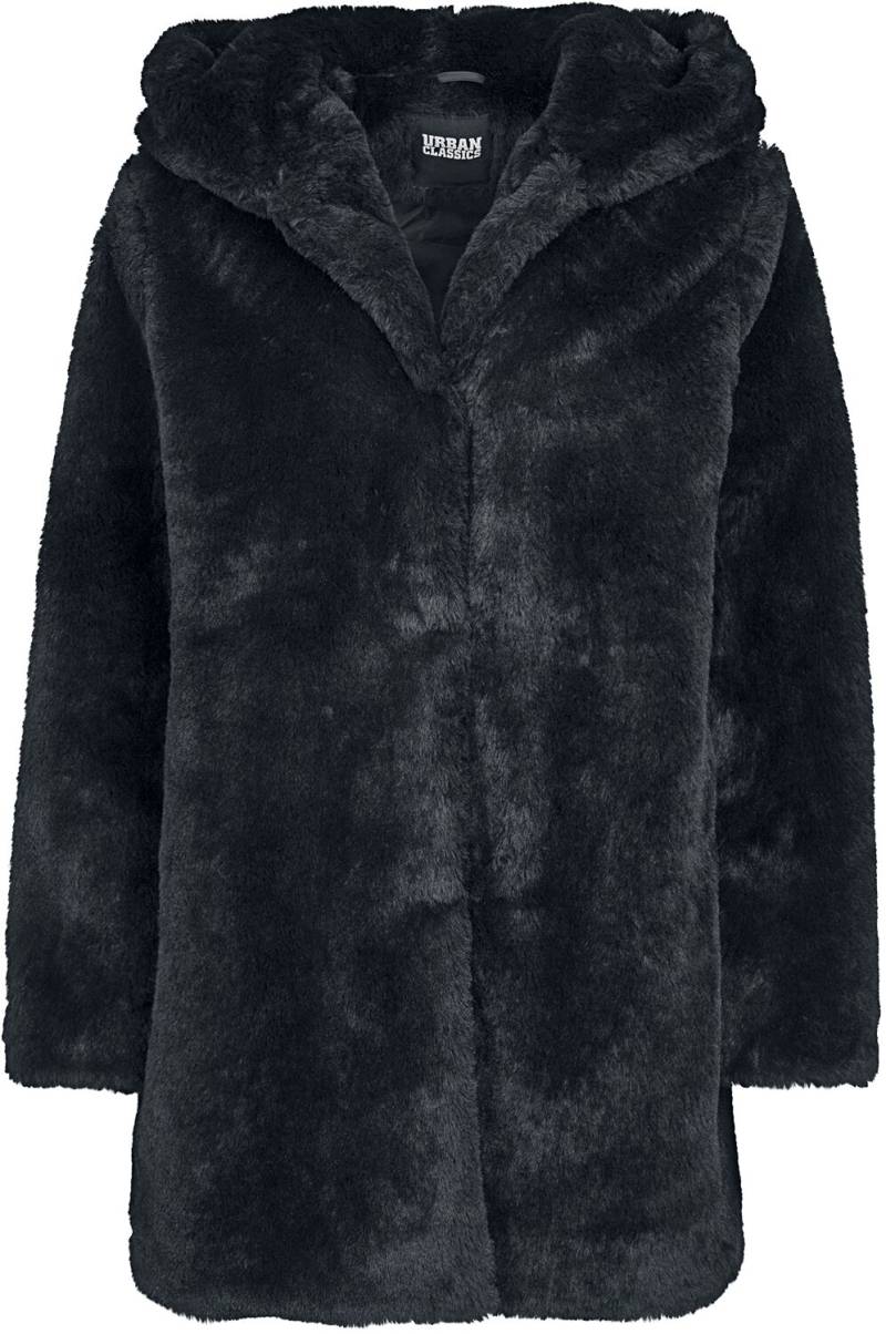 Urban Classics Ladies Hooded Teddy Coat Übergangsjacke schwarz in XXL von Urban Classics