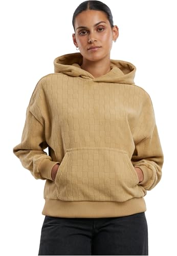 Urban Classics Ladies Jacquard Velvet Oversized Hoodie unionbeige, XL von Urban Classics