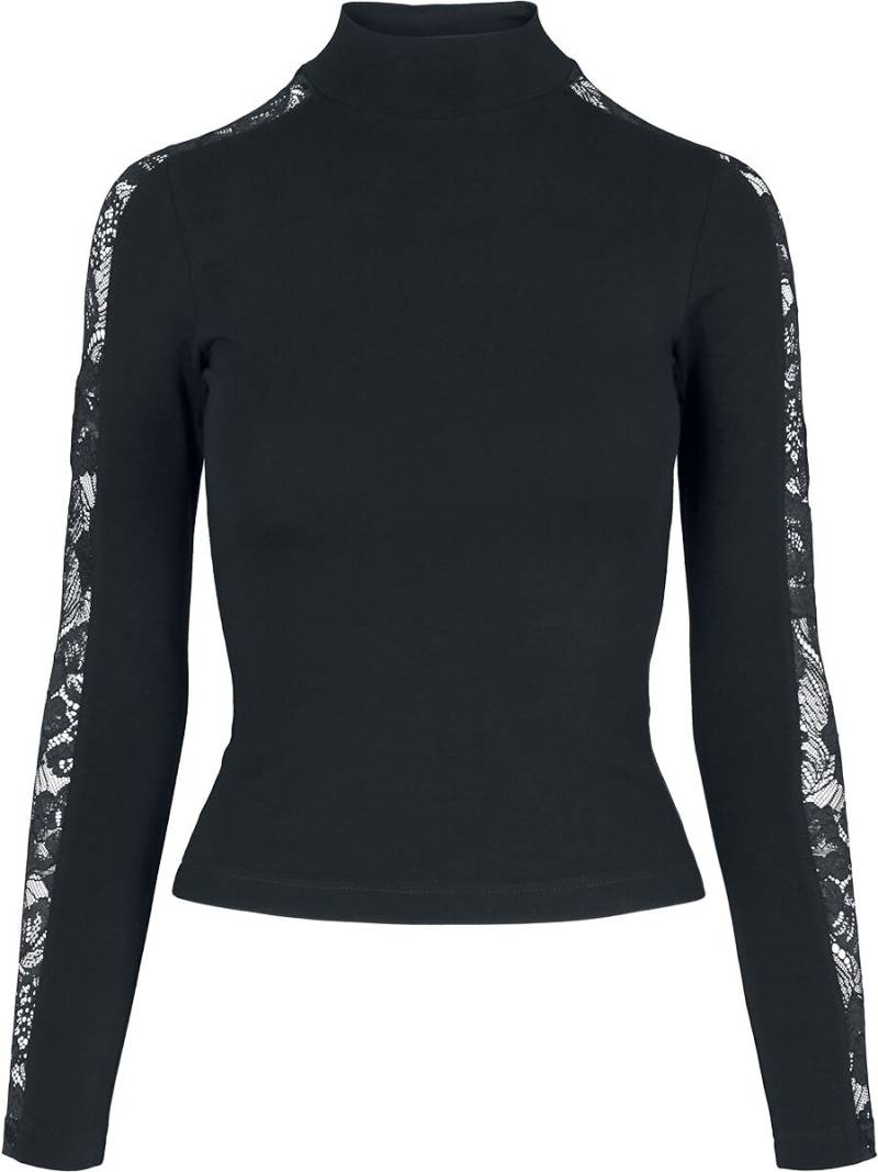 Urban Classics Ladies Lace Striped Longsleeve Langarmshirt schwarz in XL von Urban Classics