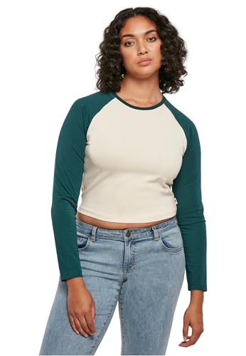 Urban Classics Damen Ladies Organic Cropped Retro Baseball Longsleeve T-Shirt, Whitesand/Jasper, 4XL EU von Urban Classics