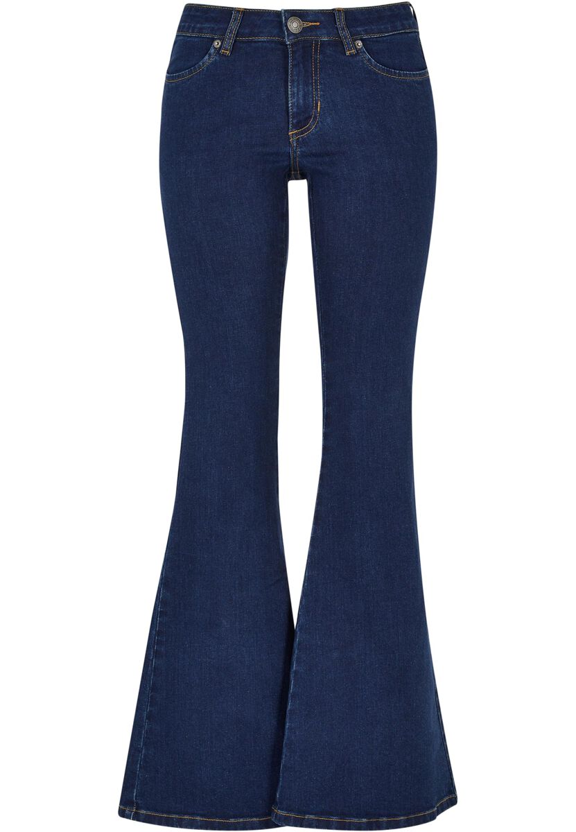 Urban Classics Ladies Organic Low Waist Flared Denim Jeans blau in W30L36 von Urban Classics