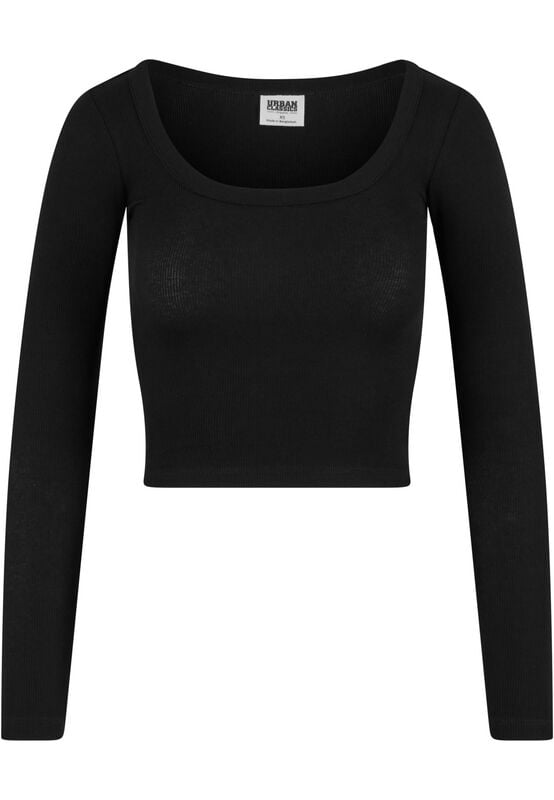Urban Classics Ladies Organic Rib Jersey Wide Neck Longsleeve Langarmshirt schwarz in XXL von Urban Classics